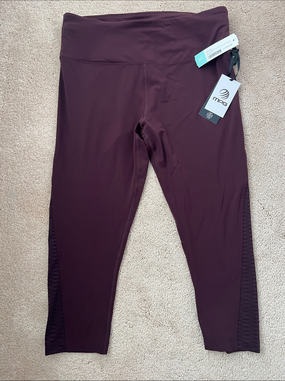 MPG Women’s Brown/Plum High Waist Performance Capri Leggings XL NWT